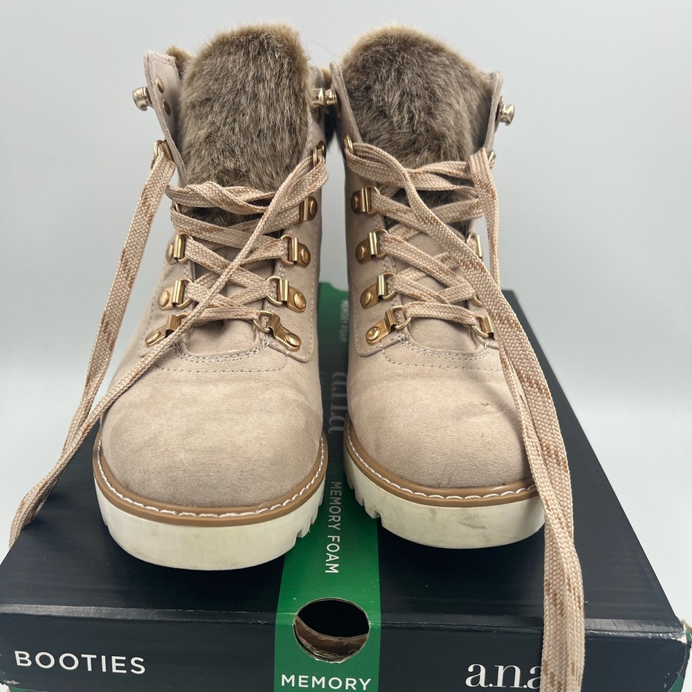 A.N.A: memory foam booties Oatmeal size 8